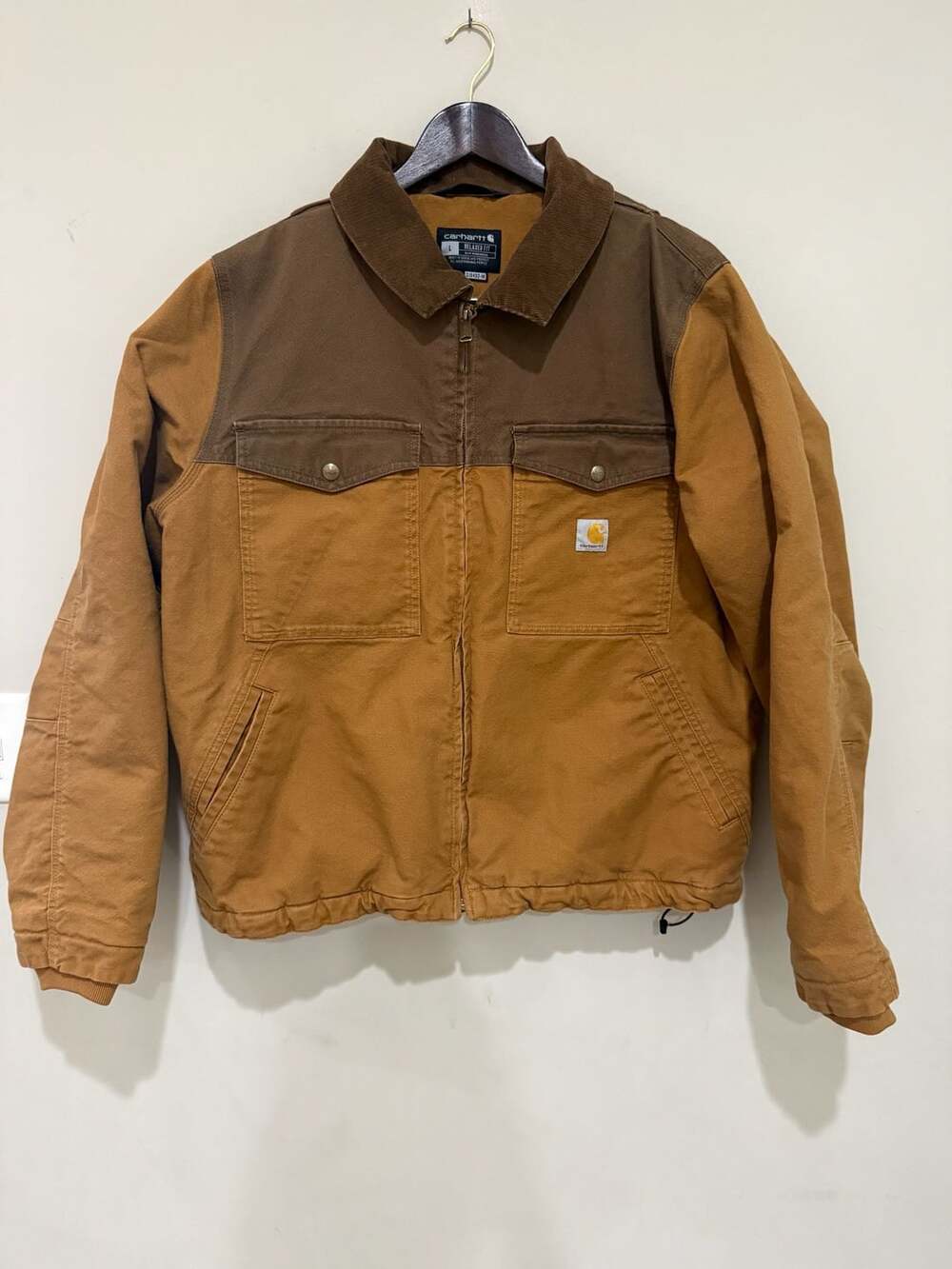 Carhartt Rugged Flex Jacket Size L Brown Corduroy Collar